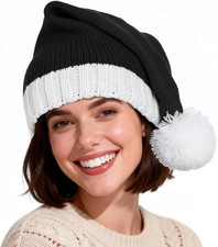 Knitted Santa Hat Adult Christmas Xmas Unisex Knit Beanie Red Skull Cap