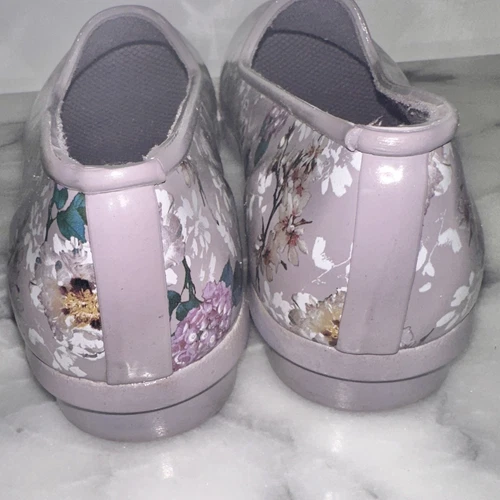 Cougar Waterproof Size 8 Floral Print Slip On Loafers Gray Rubber Comfort - Picture 4 of 9
