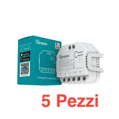 Sonoff Dual R3 Domotica 2 Canali Tapparelle Controll Wifi Alexa Googl 5 PEZZI 5x - Immagine 1 di 4