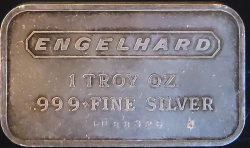 Engelhard Ingot Rare Repeat Serial Number Bullion-0.999 Silver 1 Oz Art Vtg Bar
