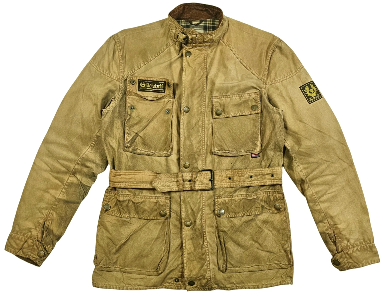 HOT VTG Men BELSTAFF TRAILMASTER BIKER PARKA BELTED KHAKI WAXED Jacket L (Fit M) - product detail image 3