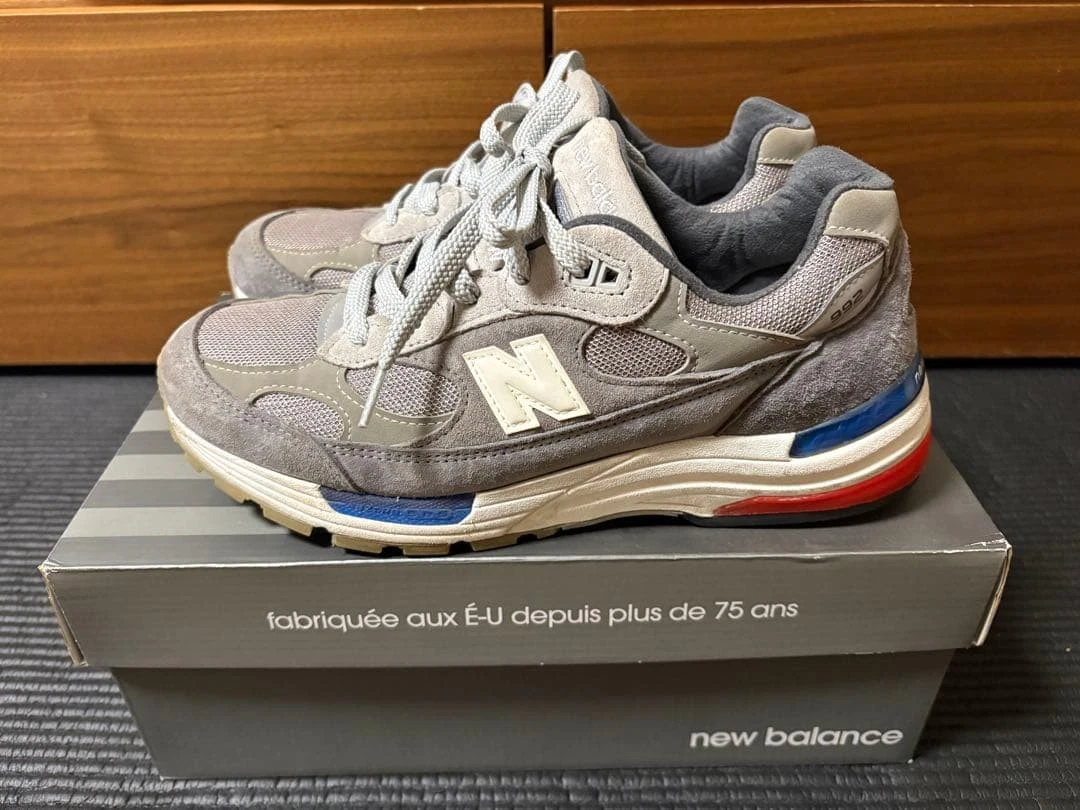 New Balance 992 Made in USA Grey Blue Red | eBay