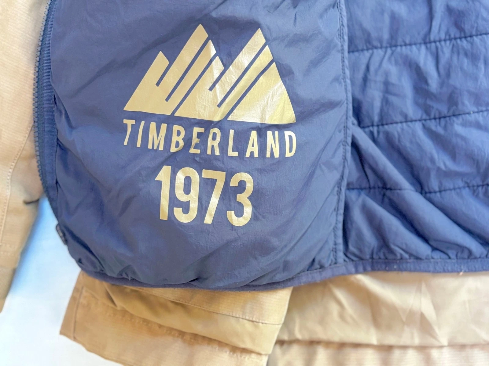 Timberland 3 in 1 Jacket Mens S Olive Field Coat Navy Quilted Puffer Liner Hood - product detail image 6