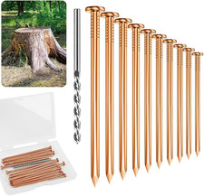 Pack 10 Copper Nails for Killing Trees Stump Root, 3.15" Copper Nails with Drill