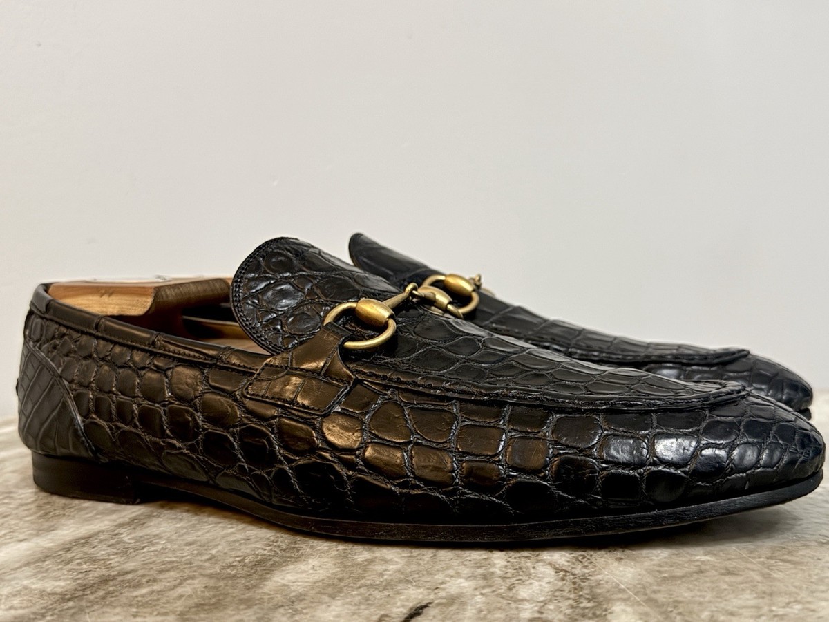 GUCCI 1953 CROCODILE LOAFERS DARK BLUE HORSEBIT JORDAAN 12.5 US $4500 ALLIGATOR Gucci Crocodile Loafers in Blue | Lyst main image 3