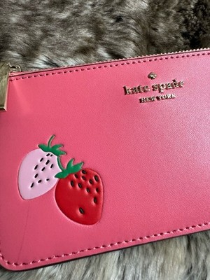 NWT kate spade new york strawberry slim Card Holder wallet In Pink