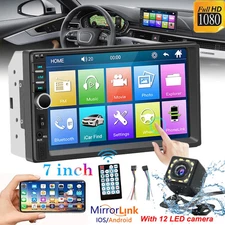 7" Double 2 DIN Car MP5 Player Bluetooth Touch Screen FM Stereo Radio + Camera,