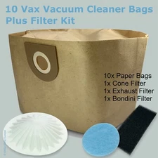 10x Vacuum Cleaner Bags & Filter Kit for Vax 4000, 4100, 4100E, 4130, 5000