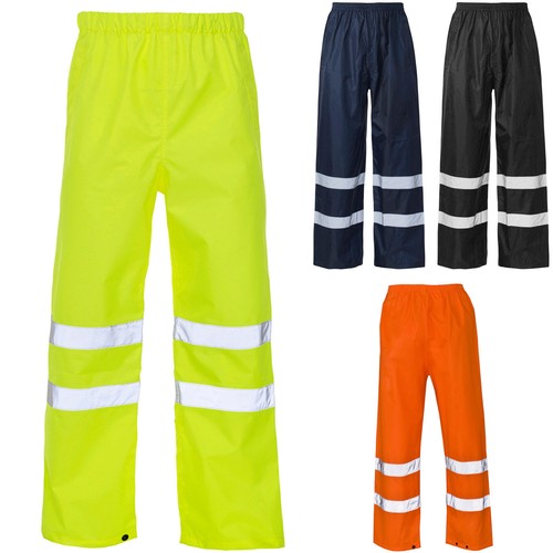 Hi Viz Vis Rain Over Wasserdicht Hi Visibility Sicherheit Arbeitshose Unterteil Herren - Bild 3 von 13