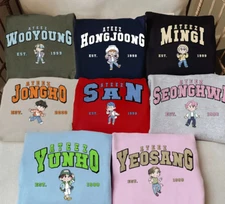 Cute Ateez Members Chibi Sweatshirt, Collegiate Aesthetic Ateez World Tour Shirt