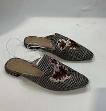 NEW Women's Eve Plaid Embroidered Backless Mule - A New Day - Grey - 5.5 