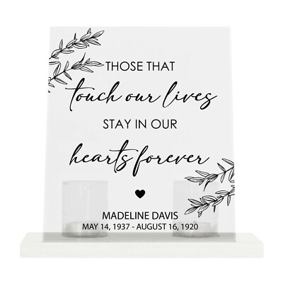 Custom Memorial Acrylic Wall Sign w/ Wooden Base & Candle Holder - Our Lives