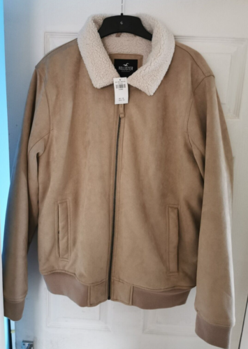 Hollister Man FAUX SHEARLING-LINED FAUX SUEDE BOMBER JACKET - Picture 1 of 5