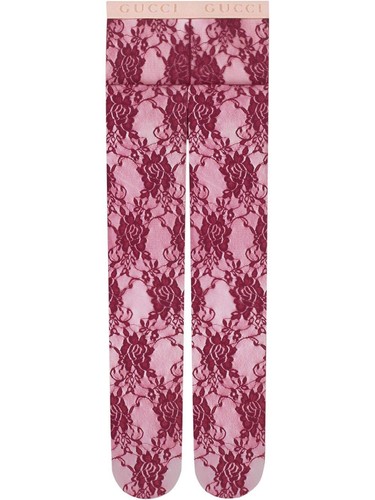 GUCCI TIGHTS Maroon Lace M Deep Pink 