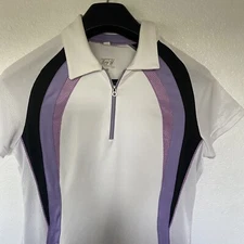 Tail Tech Women’s White/Black/Purple S/S Partial Mesh 1/4 Zip Top w/Mermaid Sz S