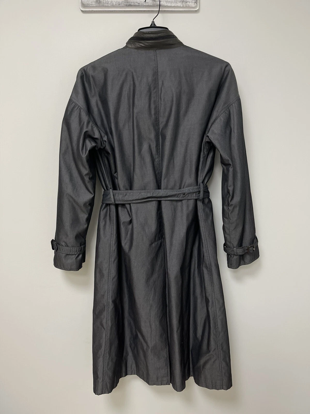 Trench vintage da uomo Gucci finiture in pelle grigio taglia 48