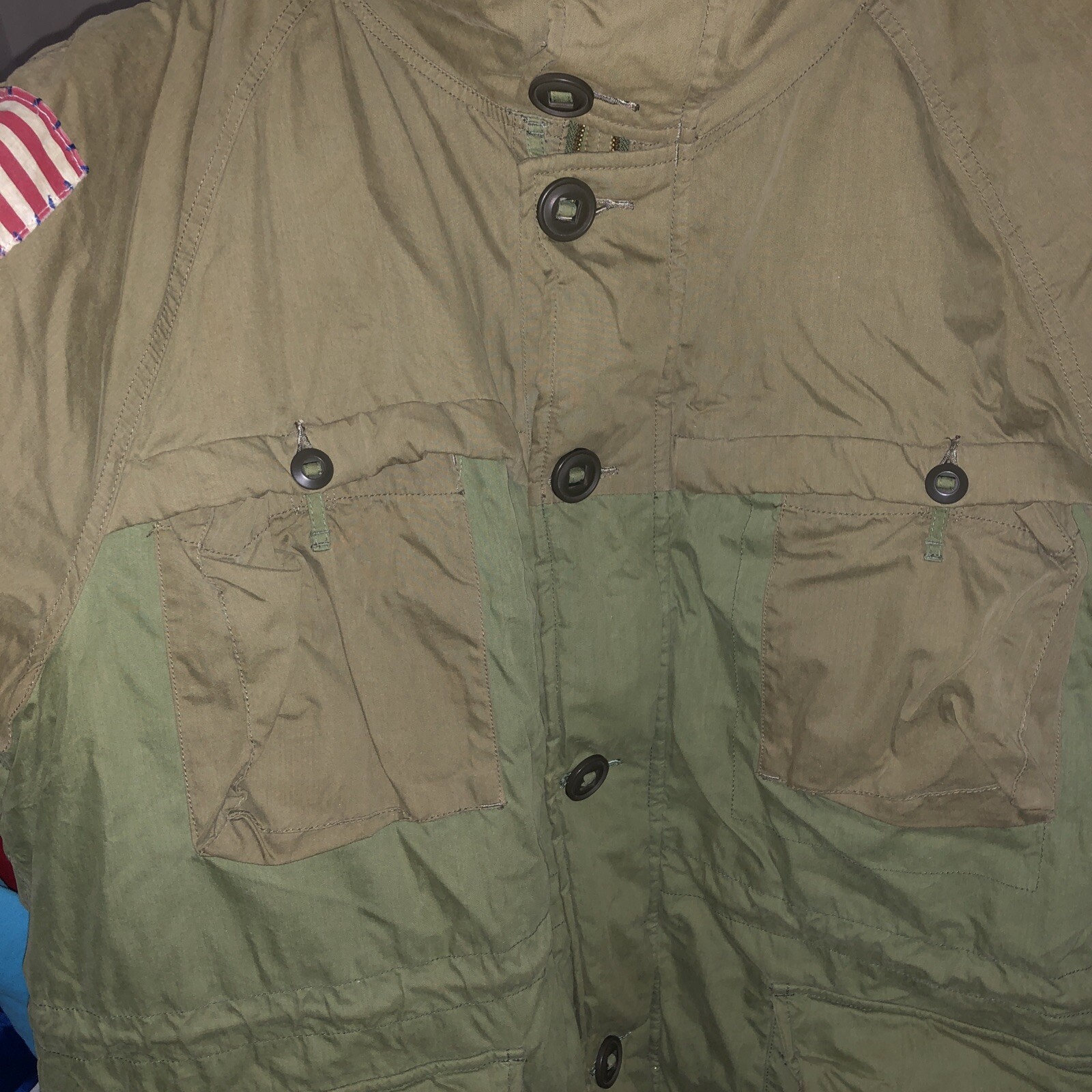 Polo Ralph Lauren Denim & Supply Olive Green Army Patchwork Down Coat Size 2XL image 4
