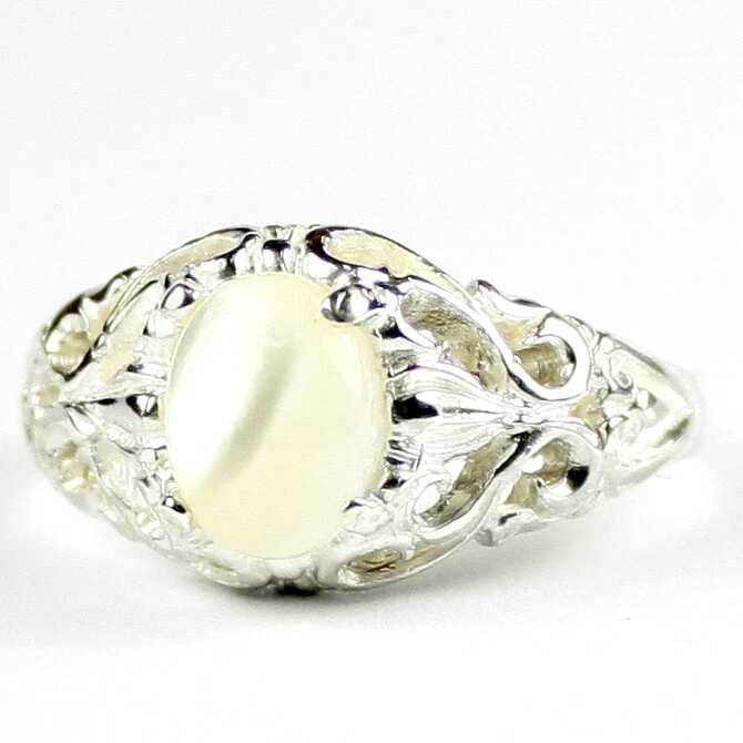 MOTHER OF PEARL Sterling Silver Ladies Ring -Handmade • SR113 - Image 2 of 4