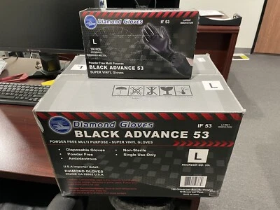 Advance Black Vinyl Nitrile Blend Gloves , Case Of 1000 PCs Large 5.5 Mil