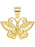 KettenanhäNger Gold Schmetterling 925 18K Vergoldet Mit Zirkonia Damen AnhäNger