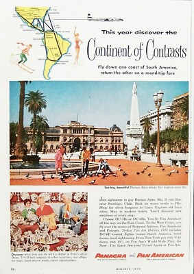 Pan Am ad Vintage 1957 Panagra Pan American airline South America advertisement