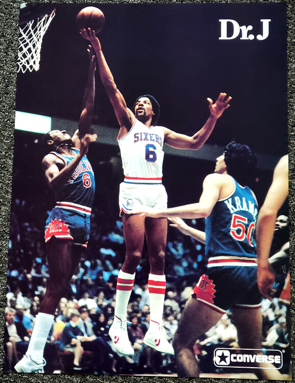 Julius Erving DR J Philadelphia 76ers vs Suns 1982 Converse 17x23
