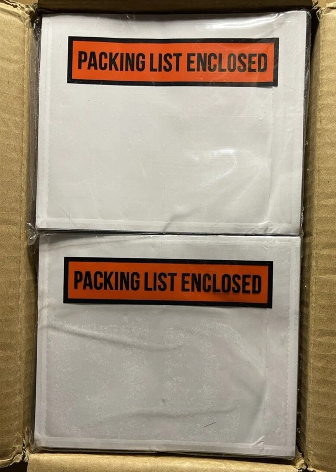 1000 Pcs 4.5" x 5.5" PACKING LIST ENCLOSED ENVELOPE POUCH SLIP INVOICE RECEIPT - Image 3 of 4