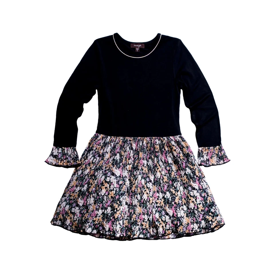 IMOGA Girl's Dress Black Floral Chiffon Long Sleeve LAUREN-FW22 GARDEN $92 Sz 6 - Image 3 of 4
