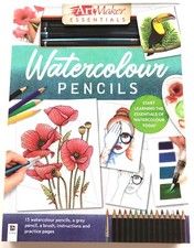 Rrp 15 £ crayons aquarelle coffret cadeau art maker essentiels livre kit instructions 