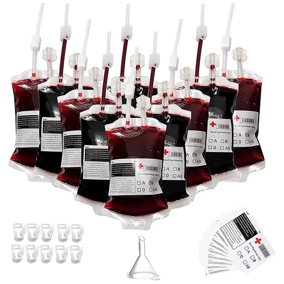 350Ml Halloween Blood Bags for Drinks,Blood Bags of Vampire,Energy Drink Bags,Dr - Image 2 of 4