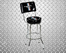 Ford Mustang Swivel Bar Stool with Backrest - Garage - Dealership - Tri-Bar Pony