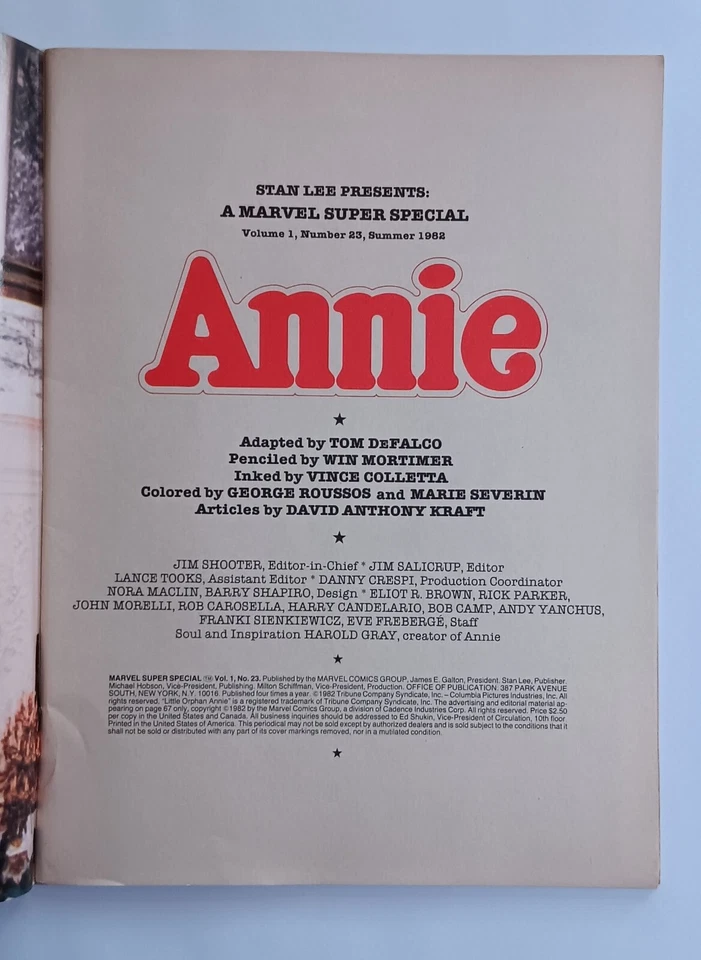 Marvel Super Special 23, Annie, Marvel Comics (1982) Z 1 VF - Bild 3 von 4