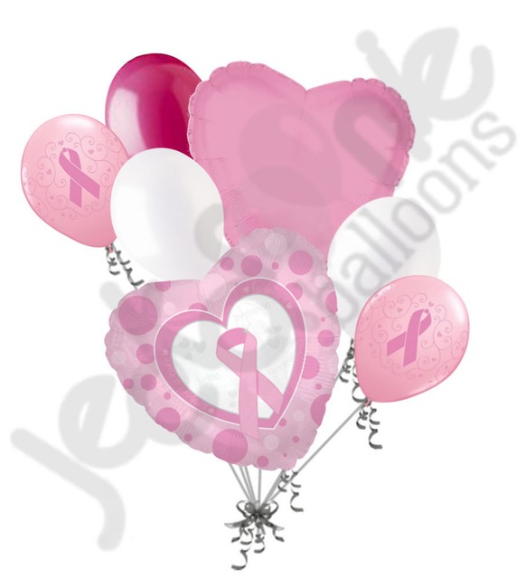 7 Pc Breast Cancer Awareness Balloon Bouquet Event Decoration Pink