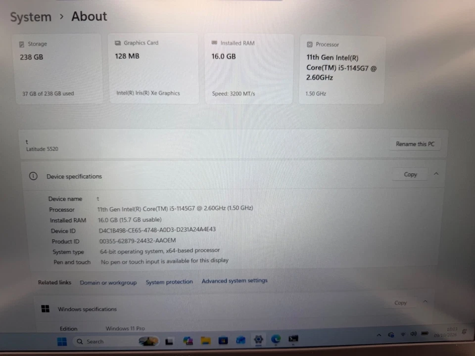 Dell Latitude 5520 · i5-1145G7 · 16GB · 256GB, photo 2 of 5