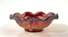 Vintage Imperial Glass Depression Carnival Glass Floral Bowl, 8"x3"