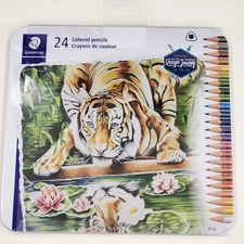 Staedtler Triangular Colored Pencils 24 Count Tin NIP