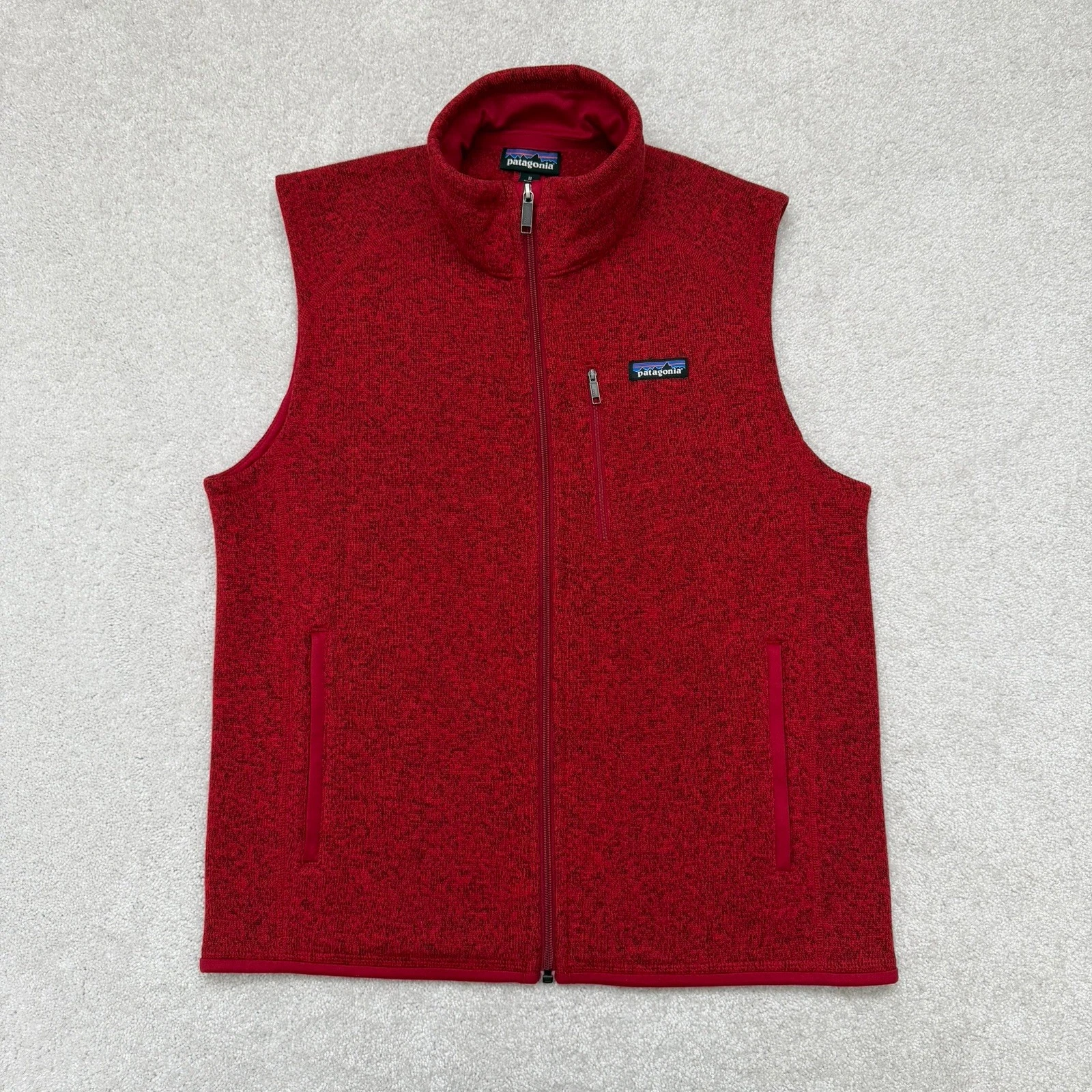 Patagonia Vest Men's Better Sweater Fleece Medium Red Full Zip