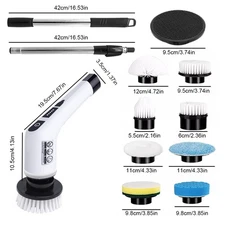 9Heads Electric Spin Scrubber Cordless Bathtub Power Scrubber Cleaning Brush X2