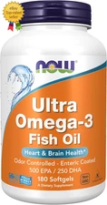 NOW Foods Supplements, Ultra Omega-3 Molecularly Distilled and Enteric Coated, 1
