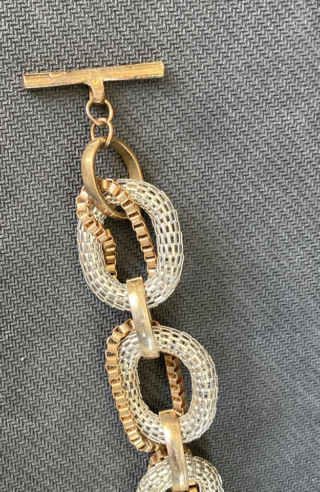 Винтажный подписанный Kenneth Cole меди и серебристого тона сетки большой ссылка браслет C4B - Изображение 3 из 4