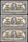 Canada 1937 $20 Twenty Dollar Banknotes One From Lot Nice Notes