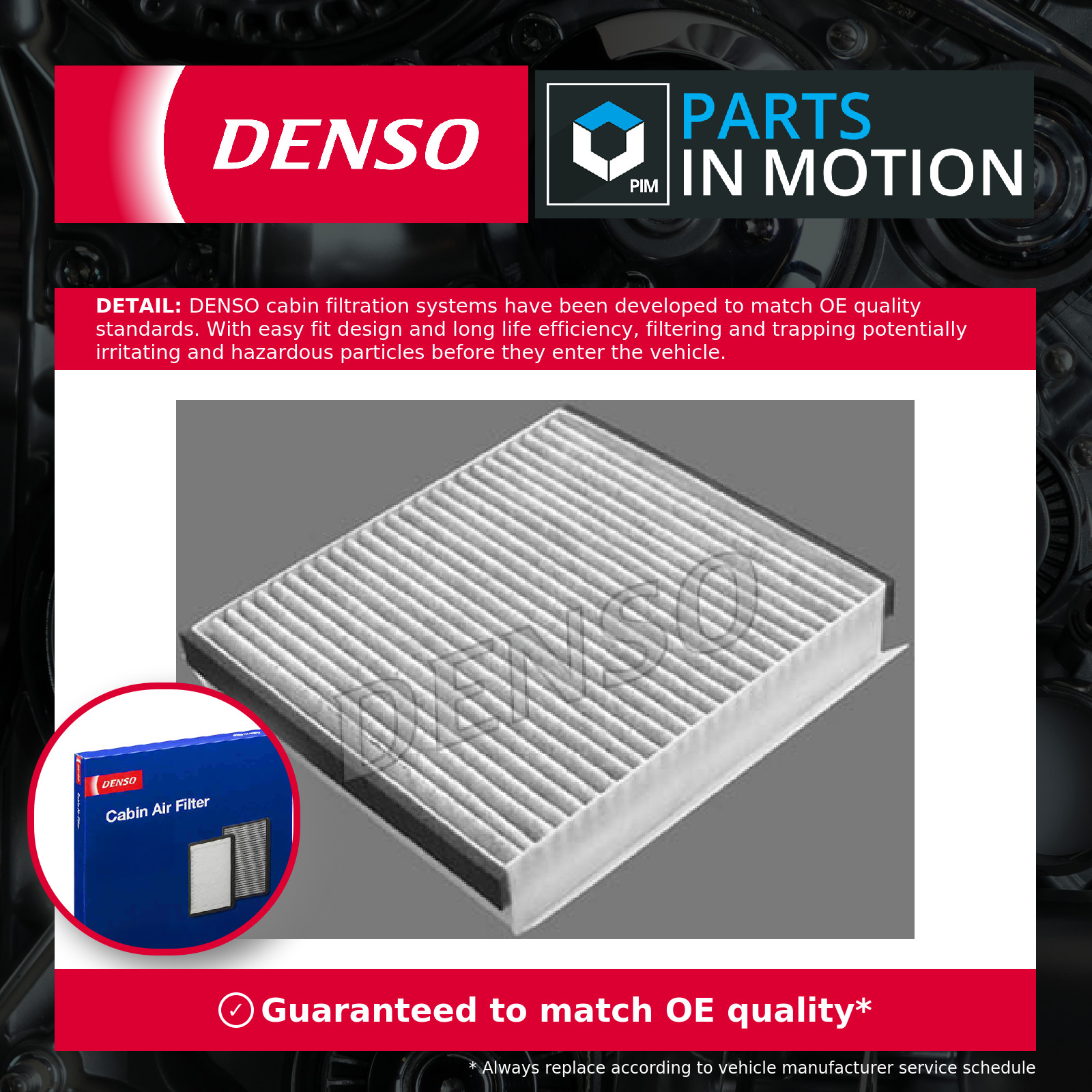 DENSO CABIN AIR FILTER CARBON/ENHANCE DCF341K FOR MERC 2.7 M-CLASS W163 98-05 - Image 4