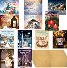 WorldBazaar Religious Christmas Cards with Bible Verse 24 Pack multicolor 