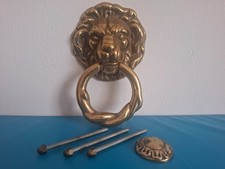 Türklopfer Löwenkopf massiv Messing Klopfring mit Anschlag Vintage Türgriff Löwe