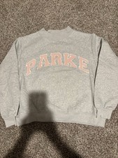 Parke Women's Varsity Mockneck Sweatshirt Gray, Oversized Size L/Xl