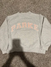 Parke Women's Varsity Mockneck Sweatshirt Gray, Oversized Size L/Xl