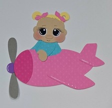 Plane Baby Girl Blonde Hair Facing Left. Scrapbook, Card Making Paper Piecing