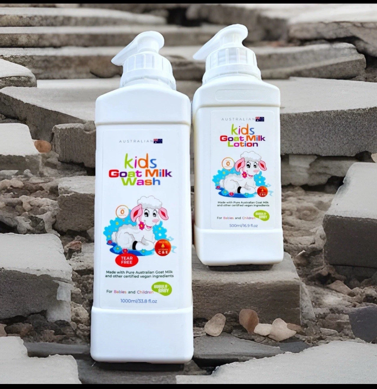 Bubula Baby Australian Kids Goat Milk Lotion 500ml + Body Wash 1000ml - 2pcs Set
Opens in a new wind