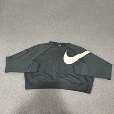 Nike Sweatshirt Womens Medium Black Cropped Dri-FIT Raglan Swoosh AJ4305-010