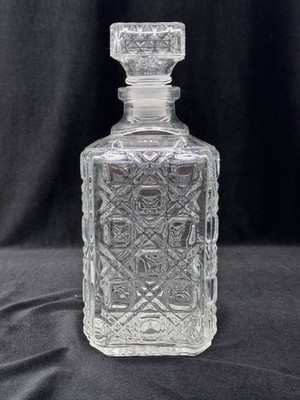 Vintage Klarglas Dekanter Flasche mit Deckel